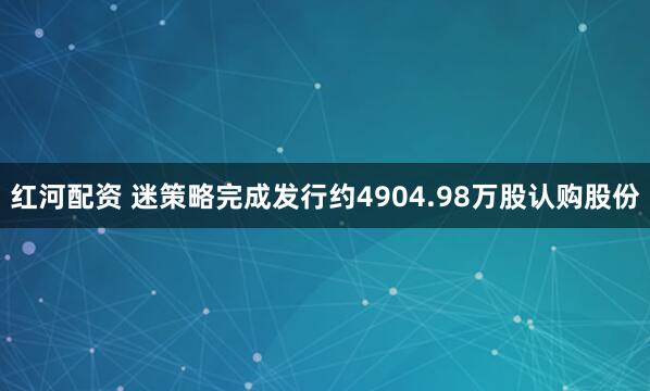 红河配资 迷策略完成发行约4904.98万股认购股份