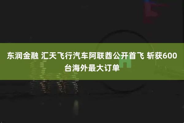 东润金融 汇天飞行汽车阿联酋公开首飞 斩获600台海外最大订单